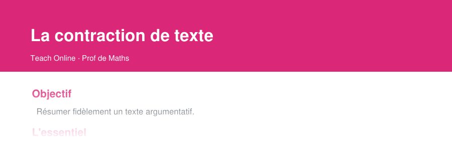 Aperçu : haut de la première page — La contraction de texte