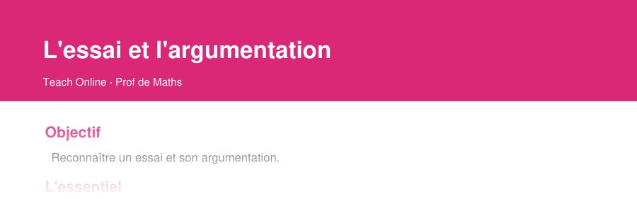 Aperçu : haut de la première page — L'essai et l'argumentation