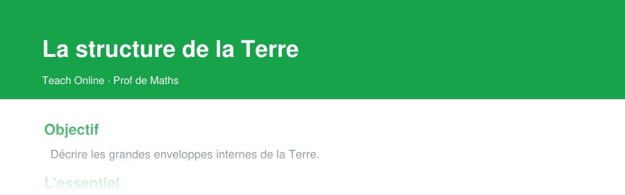Aperçu : haut de la première page — La structure de la Terre