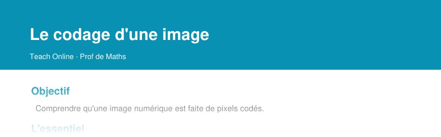 Aperçu : haut de la première page — Le codage d'une image