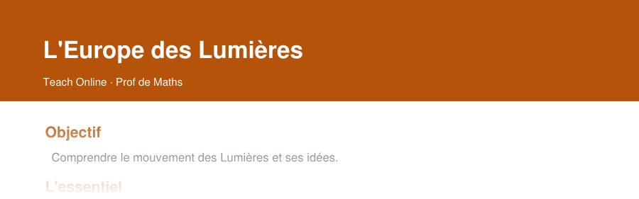 Aperçu : haut de la première page — L'Europe des Lumières