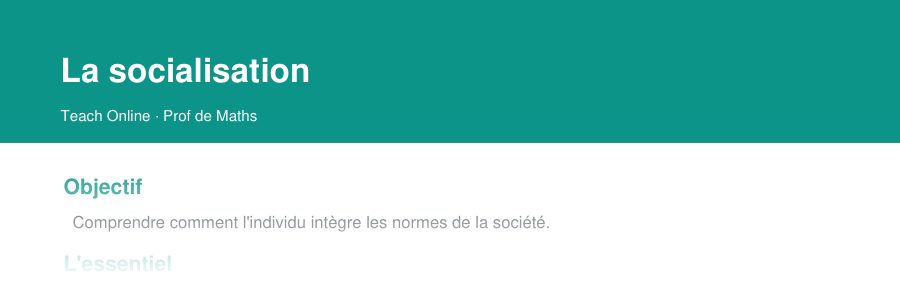 Aperçu : haut de la première page — La socialisation