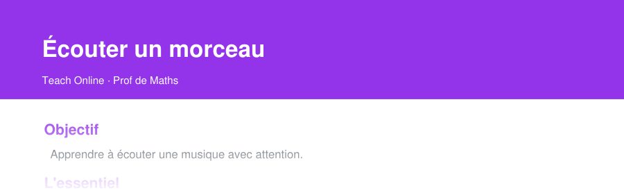 Aperçu : haut de la première page — Écouter un morceau
