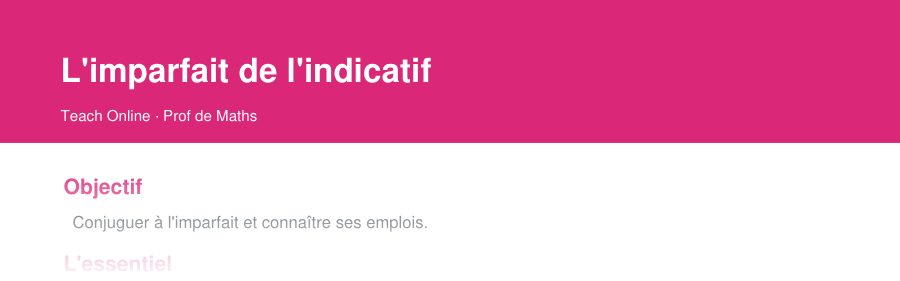 Aperçu : haut de la première page — L'imparfait de l'indicatif