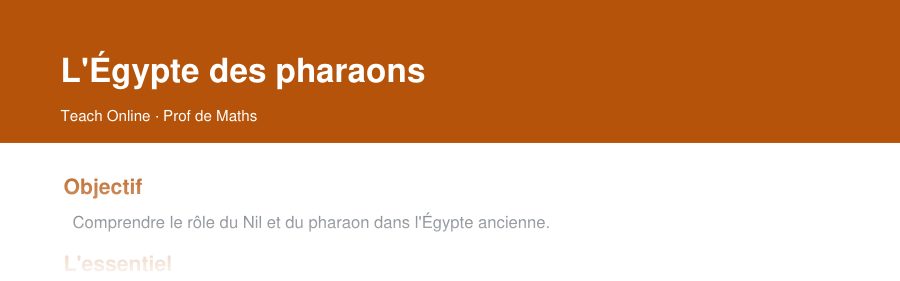 Aperçu : haut de la première page — L'Égypte des pharaons