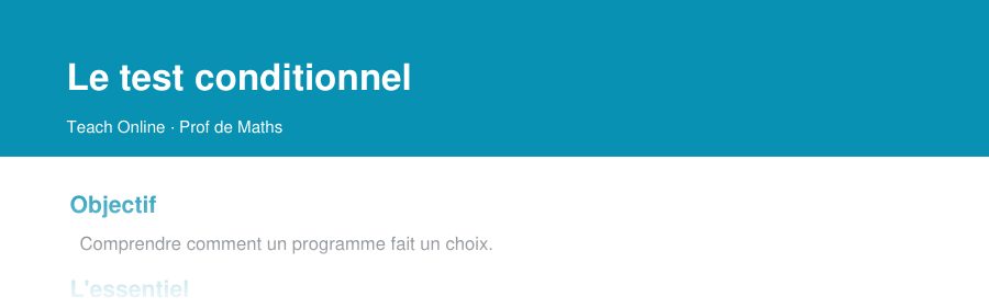 Aperçu : haut de la première page — Le test conditionnel