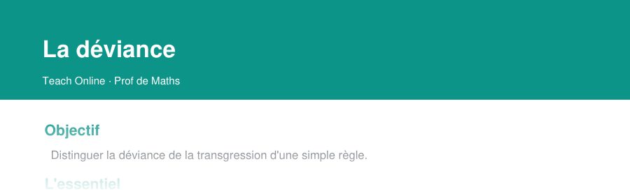 Aperçu : haut de la première page — La déviance