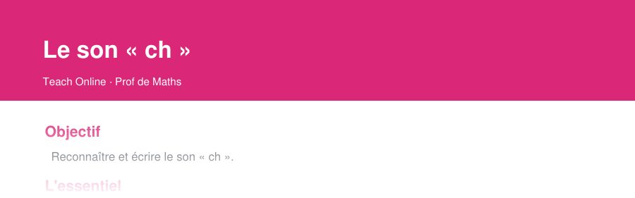Aperçu : haut de la première page — Le son « ch »
