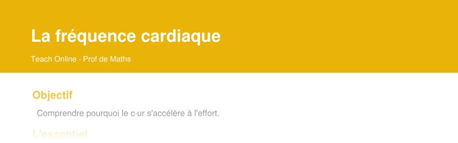 Aperçu : haut de la première page — La fréquence cardiaque