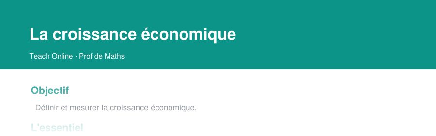 Aperçu : haut de la première page — La croissance économique