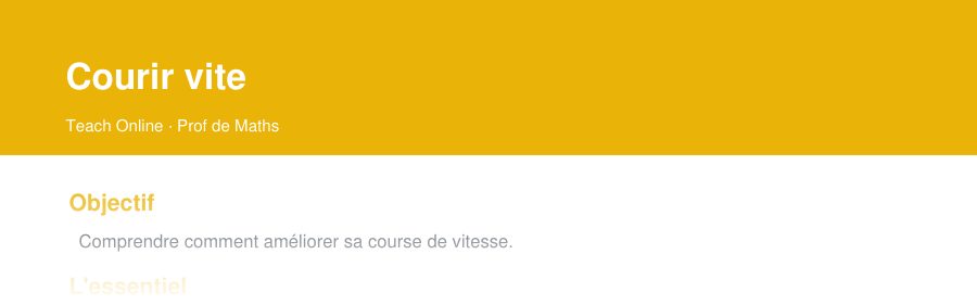 Aperçu : haut de la première page — Courir vite