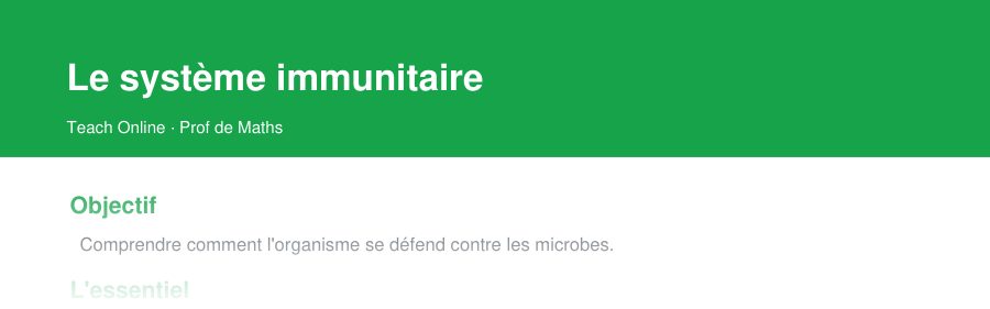 Aperçu : haut de la première page — Le système immunitaire