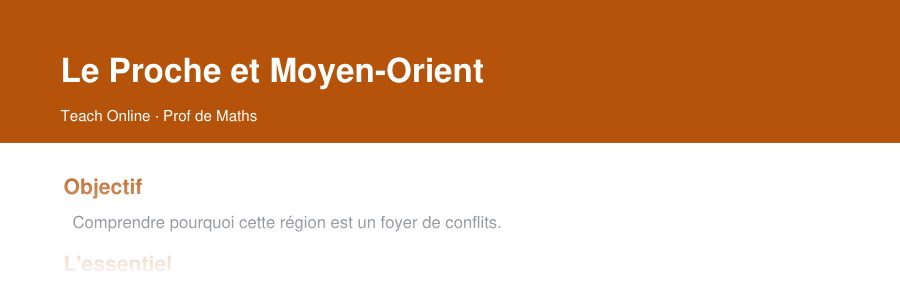 Aperçu : haut de la première page — Le Proche et Moyen-Orient