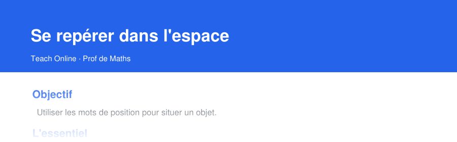 Aperçu : haut de la première page — Se repérer dans l'espace