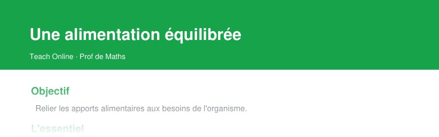 Aperçu : haut de la première page — Une alimentation équilibrée