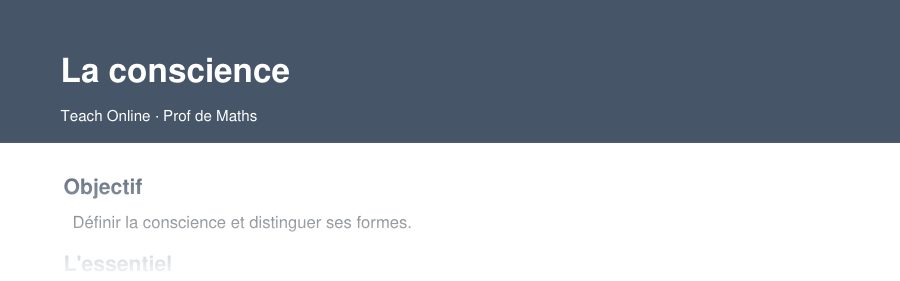 Aperçu : haut de la première page — La conscience