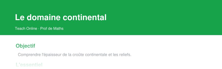 Aperçu : haut de la première page — Le domaine continental