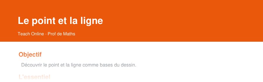 Aperçu : haut de la première page — Le point et la ligne