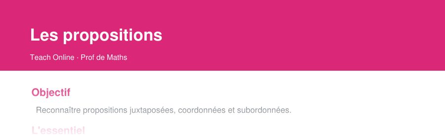 Aperçu : haut de la première page — Les propositions
