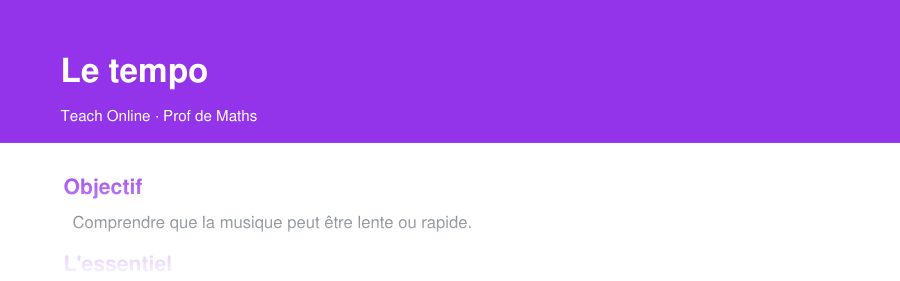 Aperçu : haut de la première page — Le tempo