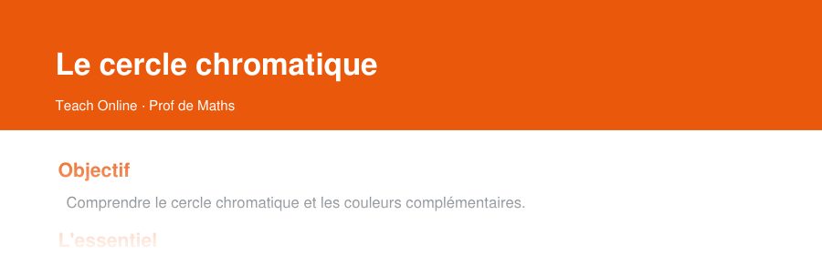 Aperçu : haut de la première page — Le cercle chromatique