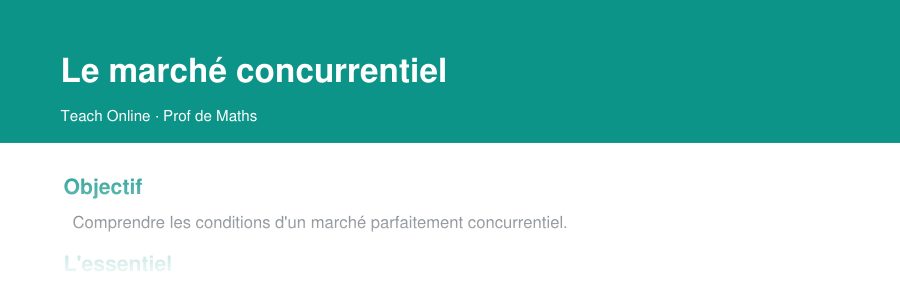 Aperçu : haut de la première page — Le marché concurrentiel