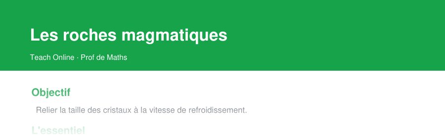 Aperçu : haut de la première page — Les roches magmatiques
