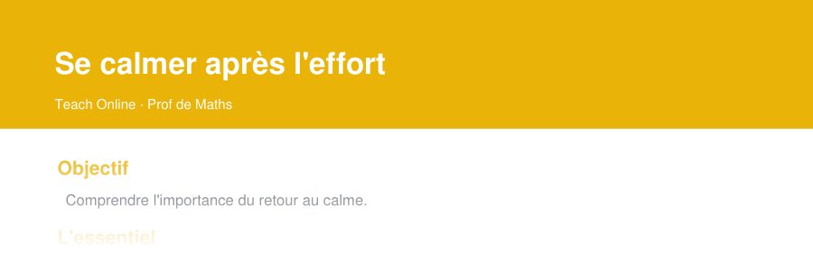 Aperçu : haut de la première page — Se calmer après l'effort