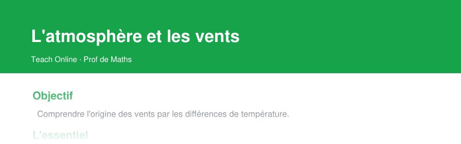 Aperçu : haut de la première page — L'atmosphère et les vents
