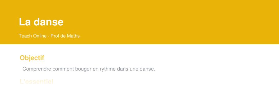 Aperçu : haut de la première page — La danse