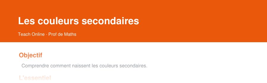 Aperçu : haut de la première page — Les couleurs secondaires