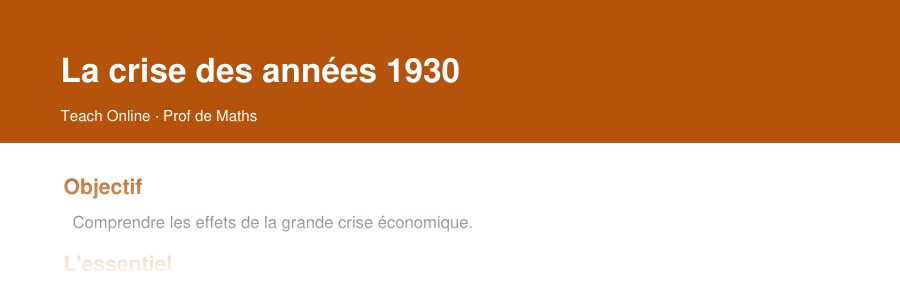 Aperçu : haut de la première page — La crise des années 1930