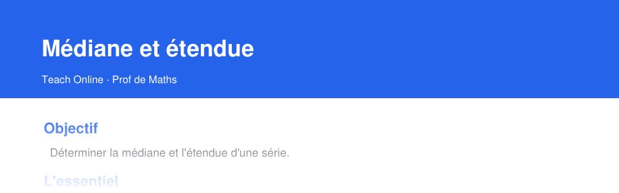 Aperçu : haut de la première page — Médiane et étendue