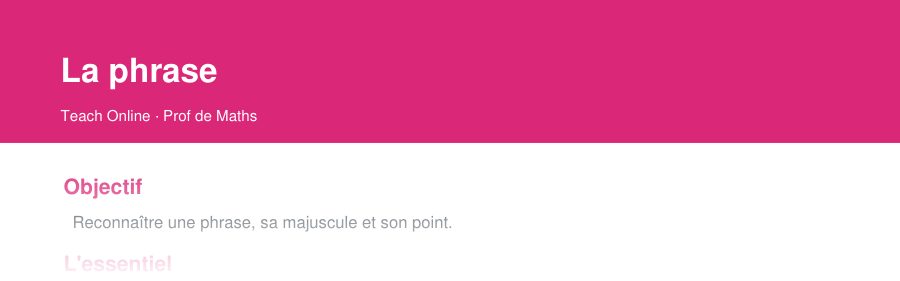 Aperçu : haut de la première page — La phrase