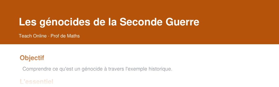 Aperçu : haut de la première page — Les génocides de la Seconde Guerre