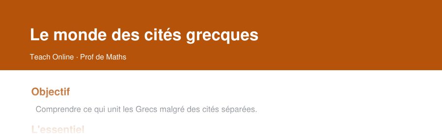 Aperçu : haut de la première page — Le monde des cités grecques