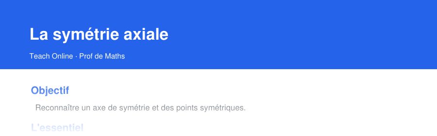 Aperçu : haut de la première page — La symétrie axiale