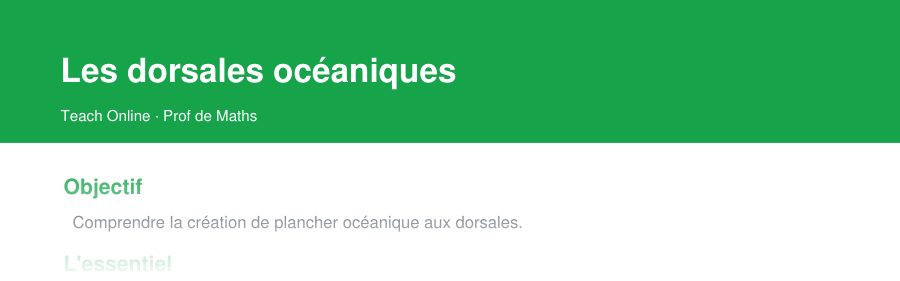 Aperçu : haut de la première page — Les dorsales océaniques