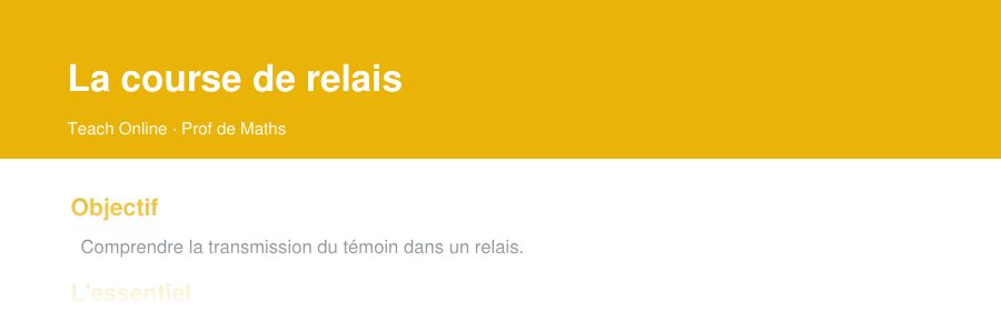 Aperçu : haut de la première page — La course de relais