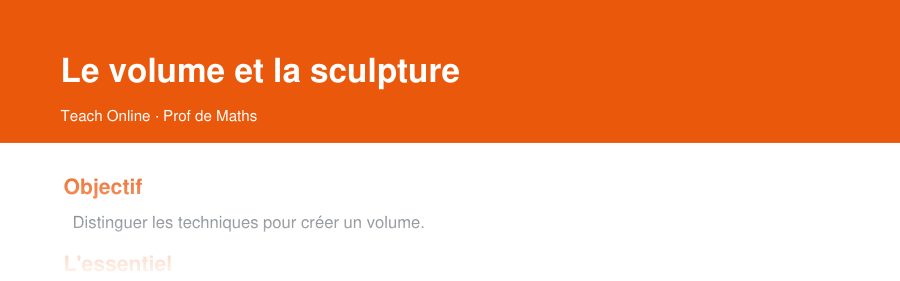 Aperçu : haut de la première page — Le volume et la sculpture
