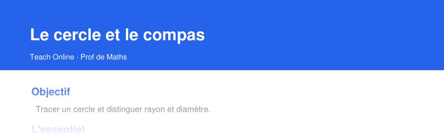 Aperçu : haut de la première page — Le cercle et le compas