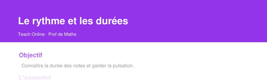 Aperçu : haut de la première page — Le rythme et les durées