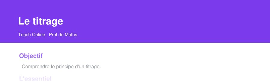 Aperçu : haut de la première page — Le titrage