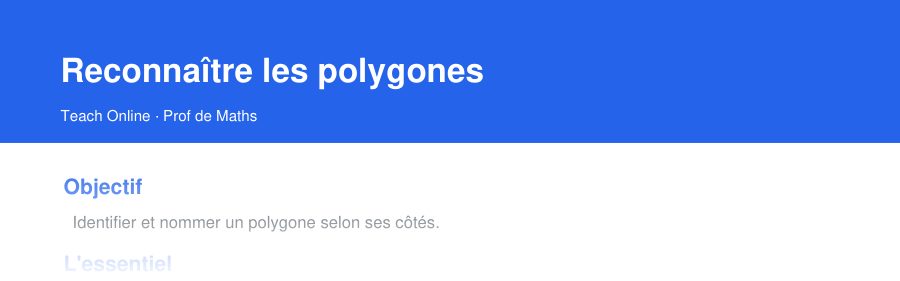 Aperçu : haut de la première page — Reconnaître les polygones