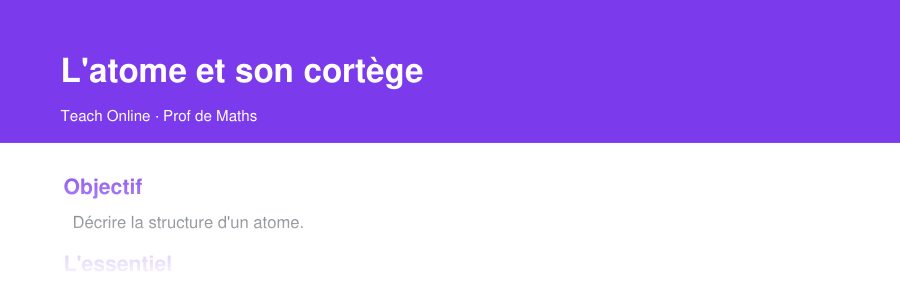 Aperçu : haut de la première page — L'atome et son cortège
