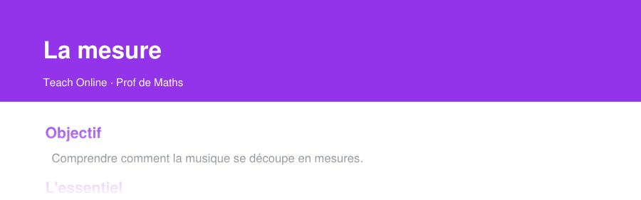Aperçu : haut de la première page — La mesure