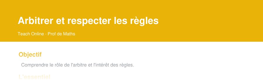 Aperçu : haut de la première page — Arbitrer et respecter les règles