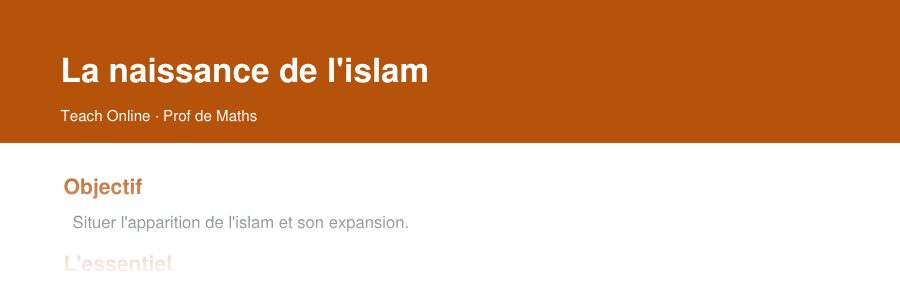 Aperçu : haut de la première page — La naissance de l'islam