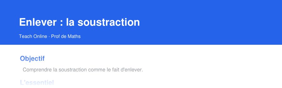 Aperçu : haut de la première page — Enlever : la soustraction