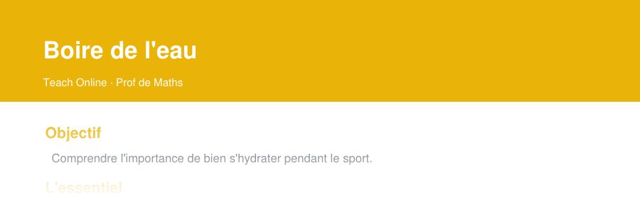 Aperçu : haut de la première page — Boire de l'eau